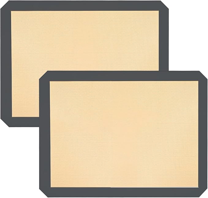 Ninsula Silicon Baking Mats, 16.5"x11.6" 2-Pack Reusable Silicon Baking Mat Sheet, Baking Sheets Non-Stick, Food Safe Baking Mats Can Be Used For Baking Cookies, Bread, Pizzas