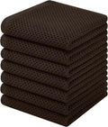 Homaxy 100% Cotton Waffle Weave Kitchen Dish Cloths, 7-Pack, Dark Brown | 12 x 12 Inches, Ultra Soft Absorbent Dish Towels, Quick Drying Dish Rags with Hanging Loop