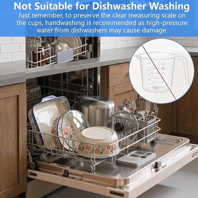 DTDNZKN 3 Pack Measuring Cups, 250ml (1-Cup), 500ml (2-Cup) &1000ml (4-Cup) | Plastic Liquid Measuring Cups - Clear Markings for Baking, Cooking, Mixing, Oil & Water Measurement - Essential Kitchen Tools