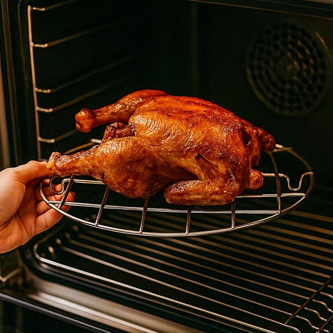 Oval Roasting Cooling Rack 9.8x6.7 Inch Baking Broiling Rack | 304 Stainless Steel Cookware 0.8 Inch heigh Thick Version 2PCS for Party Turkey Dinner Steak