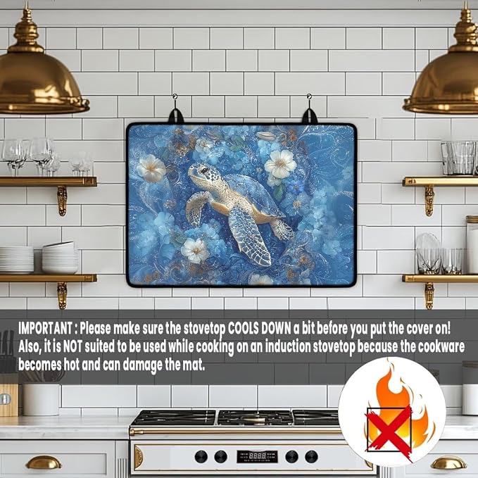 Moutain Sun Set Extra Large Silicone Stove Cover Mat 30 x 21 Inches Square Stove Cover Glass Countertop Gas Burners Protector Large Dish Drying Pad for Kitchen