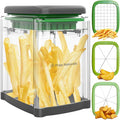 Prep Naturals Medium Stainless Steel French Fry Cutter | Manual French Fry & Potato Cutter - Stainless Steel Blades, Chop Box & Safety Glove Included (3-in-1)