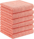 Homaxy 100% Cotton Terry Kitchen Towels, 6 Pack, Coral | Ultra Soft and Absorbent Dish Towels for Kitchen, Suitable for Drying and Washing Dishes