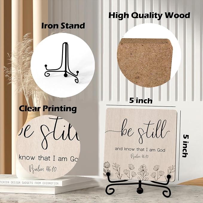 Home Decor, Farmhouse Be Still And Know That I Am God Shelf Decor For Living Room, Christian Gifts For Women Men, Entryway Tv Stand Fireplace Mantle Coffee Table Decoration (Still-15)