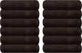 GLAMBURG Ultra Soft 12-piece Washcloths Set 13x13-100% Ringspun Cotton - Durable & Highly Absorbent Face Towels - Ideal for use in Bathroom, Kitchen, Gym, Spa & General Cleaning - Chocolate Brown