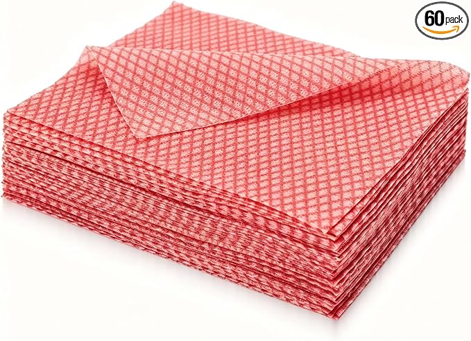 60Pack Disposable Dish Cloths for Kitchen,13.8x15.7 Cleaning Wipes | Disposable Cleaning Cloths, Daily Cleaning Towel for Bathroom, Office (Blue)