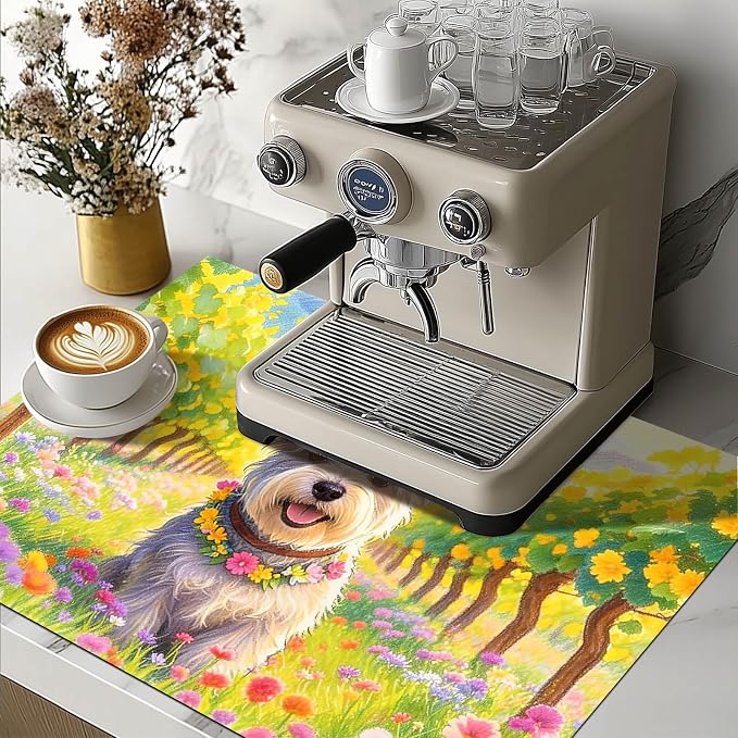 HOMETITUTE Spring Stove Top Cover 28x20 Floral Schnauzer Heat Resistant