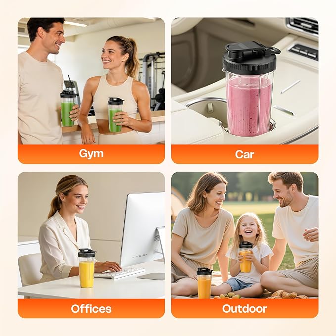 Turelar Blender for Smoothies Portable Personal Blender for Shakes and Smoothies for Kitchen with 2 * 24oz Portable Cups and Extra Lid, Smoothie Maker Machine for Juices, Baby Food, Nutritious Recipe