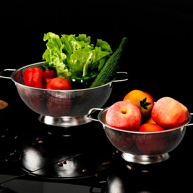 Gulex Colander Stainless Steel 5-Quart, Strainer Kitchen, Dishwasher Safe