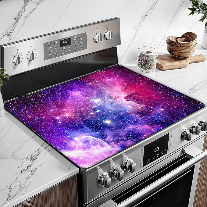 Purple Galaxy Space Stove Top Covers for Electric Stove, Electric Gas Stove Pad Heat Resistant Range Cooktop Protector for Home Decor Kitchen 28"x20"
