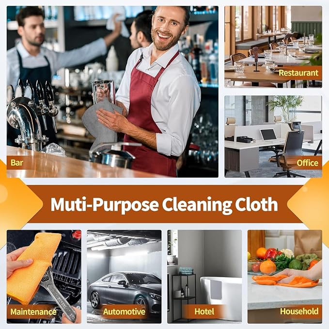 Microfiber Cleaning Cloth -Pack of 24, Highly Absorbent Cleaning Rags(Grey&Orange), 16"X12" All Purpose Cleaning Towels for Housekeeping, Kitchen, Car, Reusable Microfiber Towels