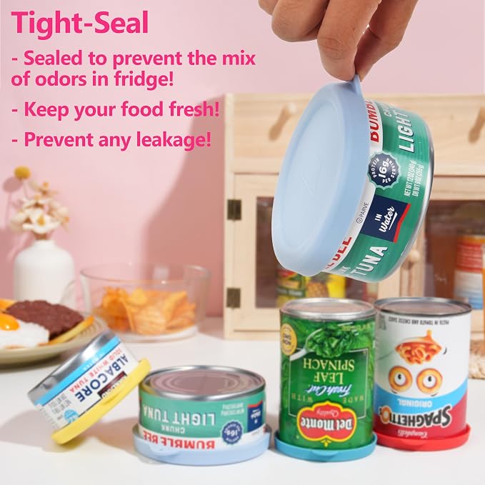 Set of 4 Packs Silicone Can Lids for Canned Food, Fit 3.0''|3.2''|3.5''|4.0-inches Food Can | Leak-Proof and Reusable Lids | Can Covers Toppers | Different Sizes | Dishwasher Safe