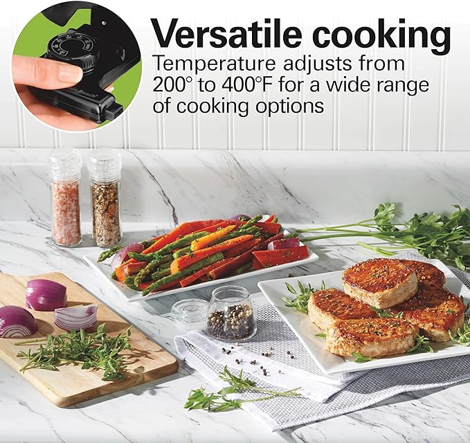 Hamilton Beach Large Electric Skillet With Lid | PFAS-Free Durathon Ceramic 12" x 15” Removable Pan | Adjustable Temperature | Reversible Design | Black Non-Stick Surface