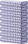 Kitinjoy Cotton 8 Pack Terry Kitchen Towels, Blue | 16 x 25 Inches Super Soft and Absorbent Dish Towels, Quick Drying hand towels for kitchen Drying