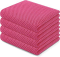 Homaxy 100% Cotton Waffle Weave Kitchen Dish Towels 4-Pack, Hot Pink | 13 x 28 Inches, Ultra Soft Absorbent Dish Towels, Quick Drying Cleaning Towels