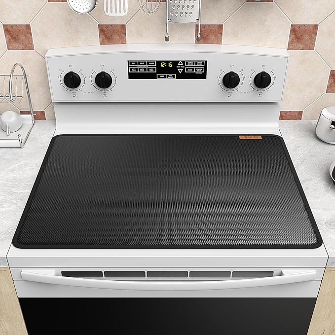 Fireproof Glass Stove Top Cover, 29.5" Thickened Heat-Resistant Mat | 4-Layer Safe Material, Flame Retardant, Waterproof, Flat Stove Protector for Cats, Kitchen Induction Protector