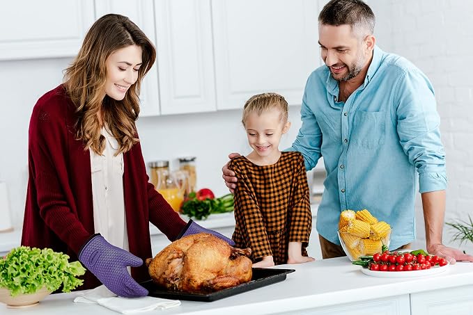 KITCHEN PERFECTION S Silicone Smoker BBQ Gloves - Heat Resistant Oven Mitts | Waterproof, 5-Finger Design For A Better Grip, for Pitmasters, Meat Smoking, Grilling, Cooking, Frying Turkey | Grill Gift