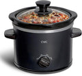 COOK WITH COLOR 2QT Mini Electric Round Slow Cooker - Adjustable Settings, Removable Stoneware Pot, Tempered Glass Lid, Dishwasher Safe, Cool-Touch Side Handles, Black