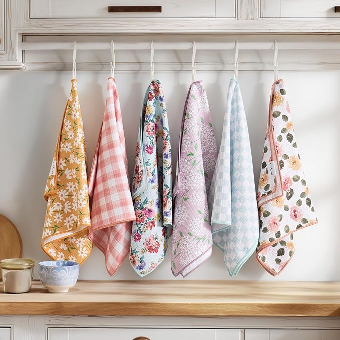 RECYCO Waffle Kitchen Towel Set of 2 - Quick Dry Microfiber Sustainable Dish Towels - Absorbent Reusable Cleaning Tea Towels - Lightweight Hand Towels,16”x 28”, Cuckoo Checker
