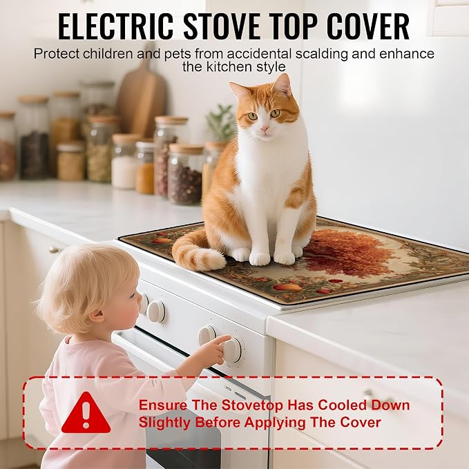 NYZE Tree of Life Silicone Stove Top Cover, Electric Glass 28"x20" | Heat-resistant, Non-slip, Scratch-resistant