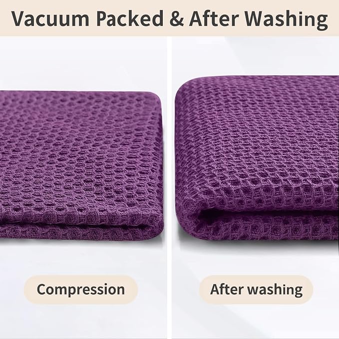 Homaxy 12 Pack 100% Cotton Kitchen Towels and Dishcloths Set, Purple | 12 x 12 Inches and 13 x 28 Inches Kitchen Towels Set, Ultra Soft Absorbent Dish Cloths for Washing Dishes