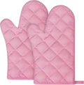 AUAUY Pink Oven Mitts, 1 Pair Kitchen Mittens, 392°F Heat Resistant | Oven Gloves Non-Slip Kitchen Gloves for Oven, BBQ Gloves-Oven Mitts Infill Cotton Cooking Gloves for Oven Grilling Baking