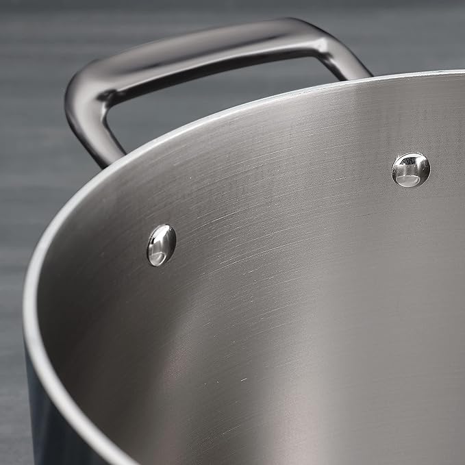 Tramontina Boston Tri-Ply Clad Stainless Steel 8-Quart Stock Pot with Lid | Induction-Ready Pasta Pot, Dishwasher-Safe, NSF-Certified