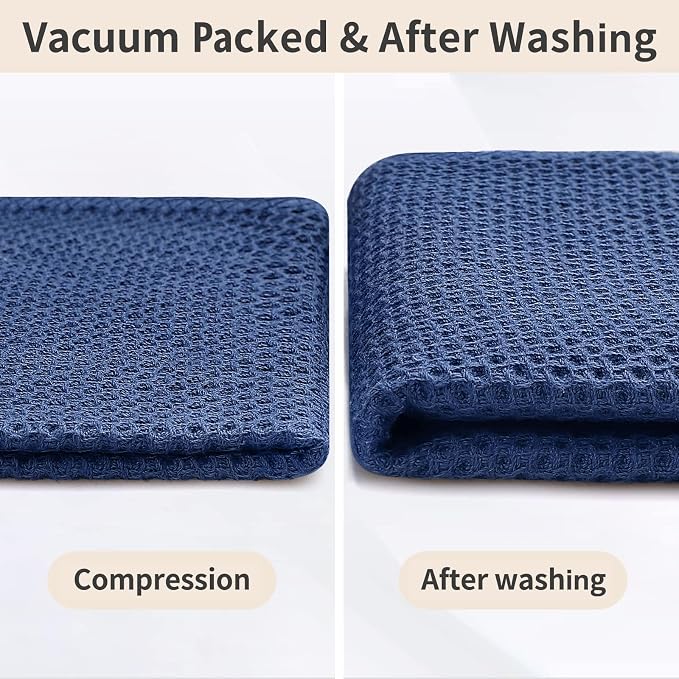 Homaxy 12 Pack 100% Cotton Kitchen Towels and Dishcloths Set, Navy Blue | 12 x 12 Inches and 13 x 28 Inches Kitchen Towels Set, Ultra Soft Absorbent Dish Cloths for Washing Dishes