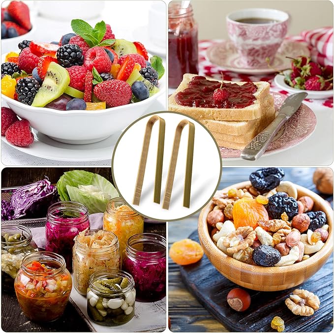 150 Pieces Mini Bamboo Disposable Tongs 4 Inch Bamboo Toast Tong Wooden Cooking Utensils Natural Green for Catering Buffet Home Use Tea Supplies