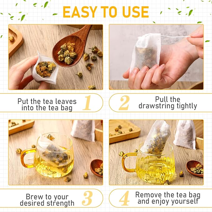 1000 Pcs Tea Bags for Loose Leaf Tea Drawstring,3.94 X 4.72 Inch | Empty Filter Sachets for Coffee Spice Herbs, Fine Mesh Infuser Strainers, Disposable Bulk Supply for Home Cafe Brewing