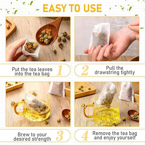 1000 Pcs Tea Bags for Loose Leaf Tea Drawstring,3.94 X 4.72 Inch | Empty Filter Sachets for Coffee Spice Herbs, Fine Mesh Infuser Strainers, Disposable Bulk Supply for Home Cafe Brewing