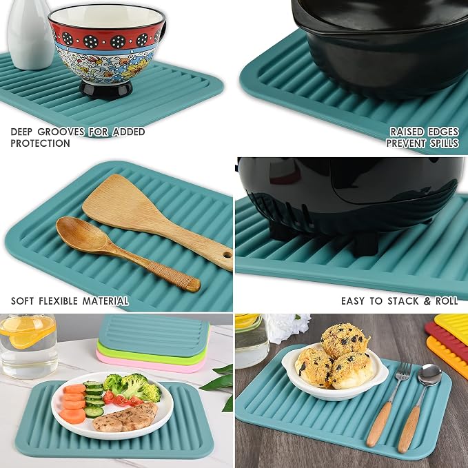 Purple Silicone Trivets Mats for Hot Dishes and Hot Pots, Hot Pads for Countertops, Tables Pot Holders Spoon Rest Small Drying Mats Set of 2