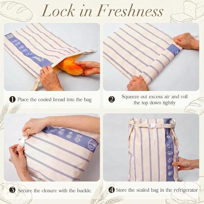 2 Pack Beeswax Sourdough Bread Bags for Homemade Bread, XL | Reusable Organic Beeswax Linen Cotton Sourdough Bag, Keep Loaves Fresh Longer, Homesteading Essentials