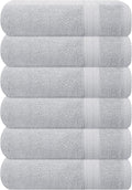 GLAMBURG Ultra Soft 6-Piece Hand Towel Set 16x28-100% Ringspun Cotton - Durable & Highly Absorbent Hand Towels - Ideal for use in Bathroom, Kitchen, Gym, Spa & General Cleaning - Light Grey