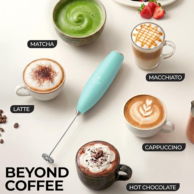 Zulay Powerful Milk Frother for Coffee with Upgraded Titanium Motor - Handheld Electric Whisk, Milk Foamer, Mini Mixer & Coffee Blender for Frappe, Latte, Matcha, No Stand - Mint