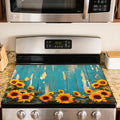 Nuxovilar Wood Sunflower Stove Cover Diatom Mud 28.35x20.47 In | Glass Protector Countertop Mat Counter Saver Cooktop Cover Kitchen Cooking Area Home Decor (Rustic Blue Wood)