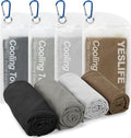 YESLIFE Cooling Towels, 4-Pack 40"x12", Multicolor Set G | Microfiber gym towels, soft breathable neck wrap, cooling towel for yoga running sport camping, Multicolor, 4-pack