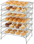 Herogo 15" x 10" Cooling Rack, 6-Tier Stainless Steel Baking Rack for Cookies, Cupcakes, and Pastries, Collapsible Space-Saving Design, Dishwasher Safe, Ideal for Baking, Roasting, and Drying