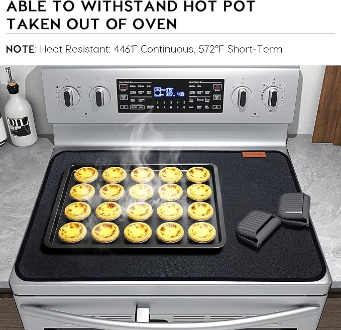 Fireproof Electric Stove Top Cover, 36" Glass Stove Top Protector | 3-Layer Safe Material, Flame Retardant,Waterproof, Heat-Resistant Kitchen Mat, Flat Oven Cover Mat
