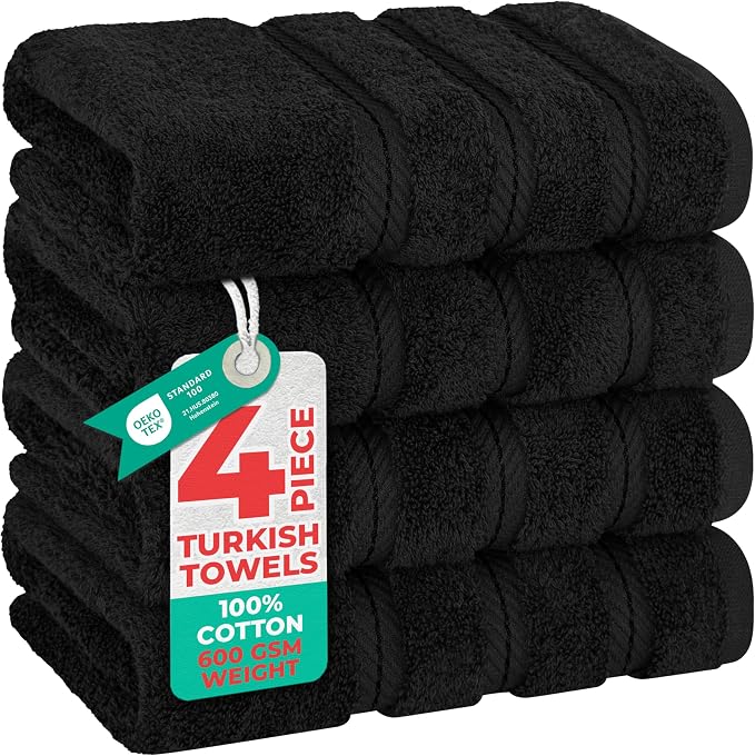 American Soft Linen 100% Cotton Luxury Turkish Towels, 4 PC Hand Towel Set | Soft Absorbent Quick Dry OEKO Tex Standard 100 Certificated Durable Machine Washable Premium Hotel Quality
