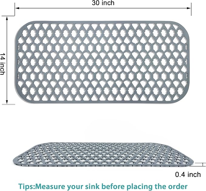 SAMSIER Sink Protectors for Kitchen Sink, Large Silicone Mats Grid for Bottom of Farmhouse (30”x14”)