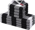 Homaxy Kitchen Towels and Dishcloths Set, Set of 8, White & Black | Bulk Cotton Waffle Weave Check Plaid Kitchen Towels, Super Soft and Absorbent Dish Cloths, 12 x 12 and 13 x 28 Inches
