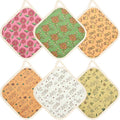 6 Pack Pot Holders 100% Cotton Heat Resistant Potholder, Machine Washable Pot Holder, Hot Pads, Table Pads for Cooking Baking (H)
