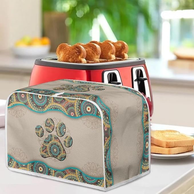 Boho Mandala Paw Printed 2 Slice Toaster Dust-proof Cover with Fingerprint Protection