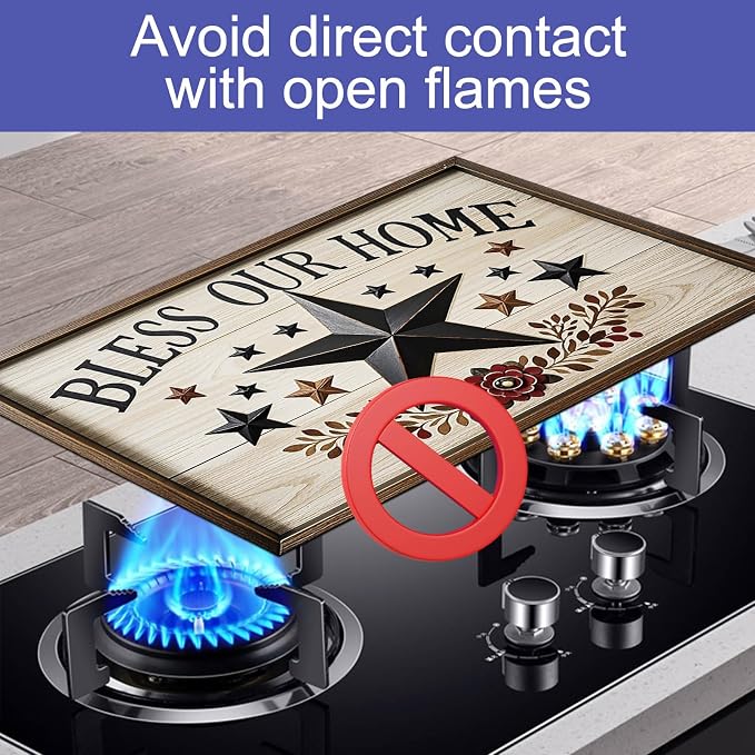 HOMETITUTE Stove Top Cover 28x20 Bless Our Home Star Heat Resistant Mat