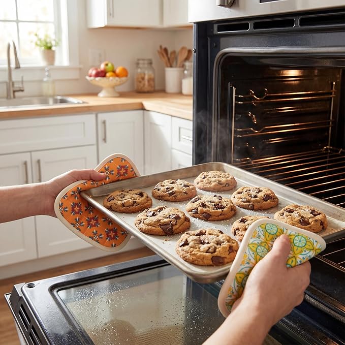 6 Pack Pot Holders 100% Cotton Heat Resistant Potholder, Machine Washable Pot Holder, Hot Pads, Table Pads for Cooking Baking (L)