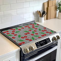 Stove Top Cover for Electric, Glass Ceramic Cherry Stripes Stove Cover, Heat Resistant Flat Stovetop Protector, Dish Drying Mats for Kitchen