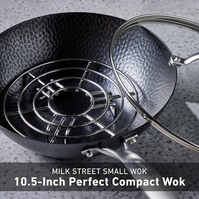 Milk Street 3-Piece 10.5-Inch Small Hammered Carbon Steel Wok