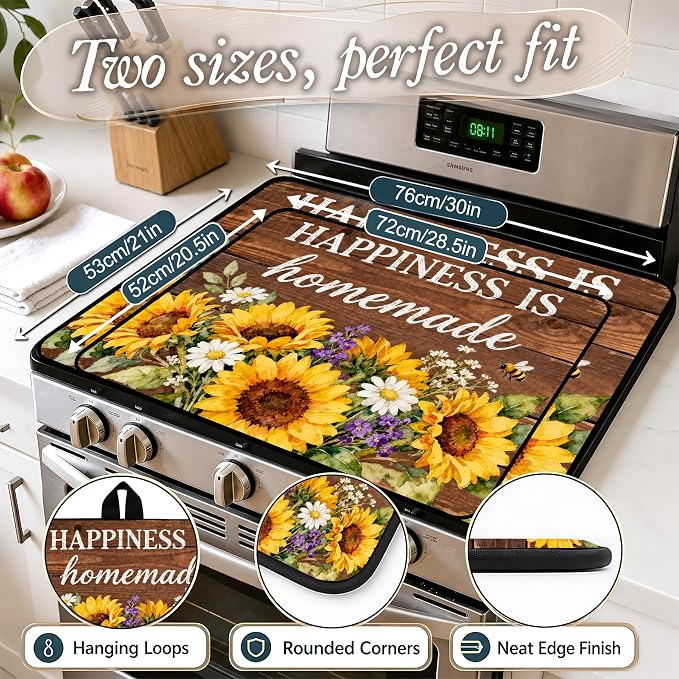 Stove Top Covers with A Non-slip Rubber Coating | protect Your Stove from Scratches, Extend Countertop Space, and Add A Classic Kitchen Touch