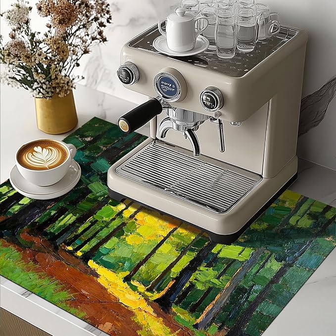 HOMETITUTE Spring Stove Top Cover 28x20 Sunlit Forest Path Heat Resistant